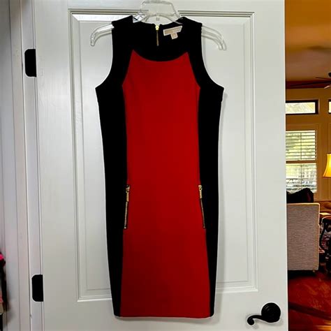 michael kors red and black sleeveless dress|Michael Kors sleeveless maxi dress.